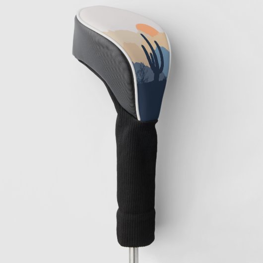 青とベージュの砂漠の日の出 ゴルフヘッドカバー (アングル)