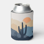 青とベージュの砂漠の日の出 缶クーラー (缶正面)