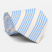 青とベージュの5つのストライプパターン ネクタイ (ロール)