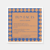 青とマスタードのレトロはっきりしたおもしろいの事実結婚の スタンダードカクテルナプキン (正面)