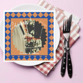 青とマスタードのレトロはっきりしたおもしろいの事実結婚の スタンダードカクテルナプキン