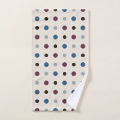 青とマゼンタのドット バスタオルセット (ハンドタオル)