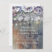 青とマルーンの素朴フローラ赤ちゃんシャワー 招待状 (正面)