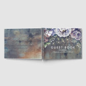 青とマルーンの素朴ヴィンテージフローラ ゲストブック (全面)