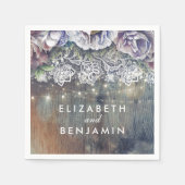 青とマルーンの花素朴レース結婚ズ スタンダードカクテルナプキン (正面)