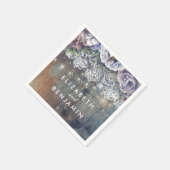 青とマルーンの花素朴レース結婚ズ スタンダードカクテルナプキン (角)