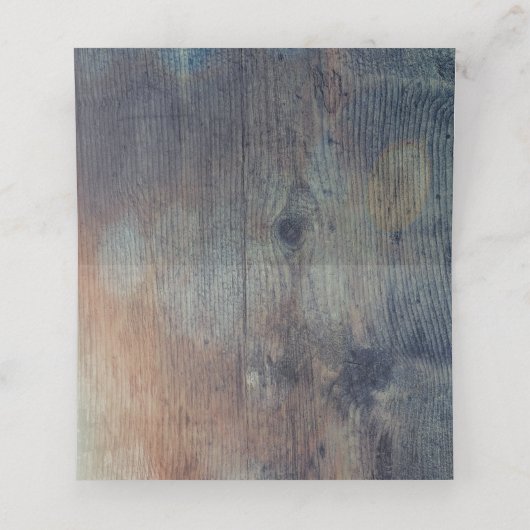 青とマルーン素朴のフローラ結婚ズ プレイスカード (内部開封)