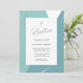 青とミントグリーンのバプテスマ 招待状 (スタンド正面)