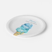 青とミントグリーンアイスクリームベビーシャワー ペーパープレート (アングル)