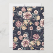 青とメイヴのヴィンテージエレガントフローラ赤ちゃんシャワー 招待状 (裏面)