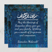 青とモダン白のモスクラマダンカレム シーズンカード (正面/裏面)