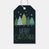 青とモダン緑のクリスマスツリーギフトラベル ギフトタグ (正面)