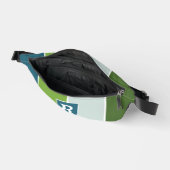 青とモダン緑のストライプモノグラムの ファニーパック (見開き)