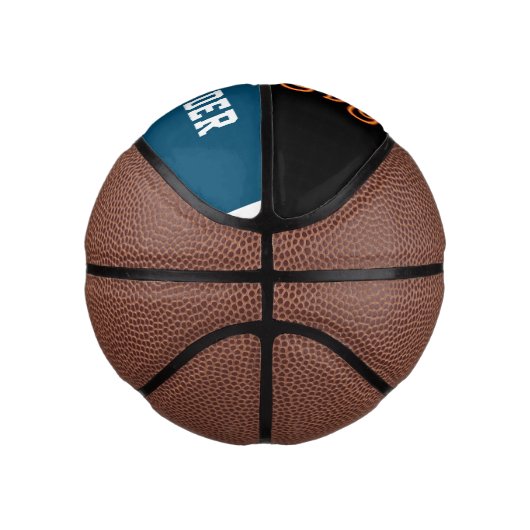 青とモダン黒の男のパーソナライズされた子 ミニバスケットボール (右)