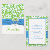 青とライムのダマスクバルミツワーエンクロージャカード エンクロージャーカード (正面/裏面)