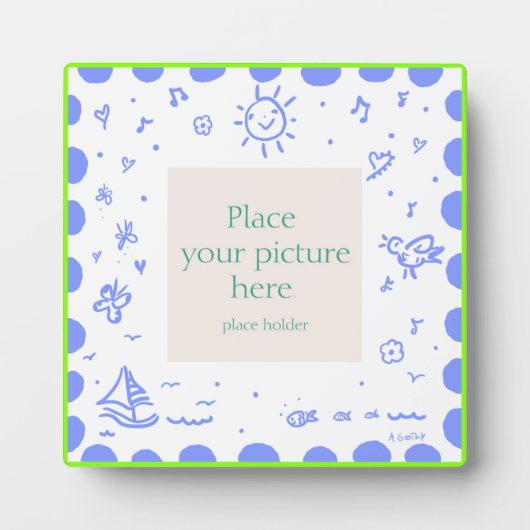 青とライムの晴れたフレーム フォトプラーク (正面)