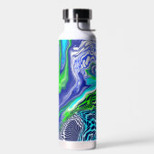青とライムグリーンのデジタルポア絵を描ル大理石 ウォーターボトル (左面)