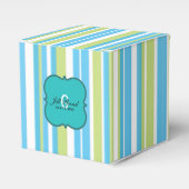 青とライムグリーンストライプの フェイバーボックス (正面サイド)