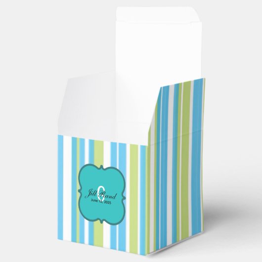 青とライムグリーンストライプの フェイバーボックス (オープン)