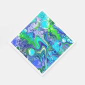 青とライムグリーンマーブルスワーズバースデーパーティー スタンダードランチョンナプキン (角)