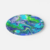 青とライムグリーンマーブルスワーズバースデーパーティー ペーパープレート (アングル)