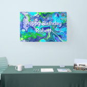 青とライムグリーンマーブルスワーズバースデーパーティー 横断幕 (トレードショー)