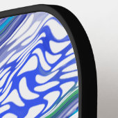 青とライムグリーン大理石の注絵画ぐ効果 ピックルボールラケット (左詳細)