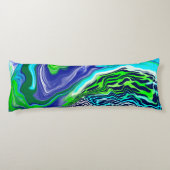 青とライムグリーン抽象芸術流動的アート ボディピロー (裏面)