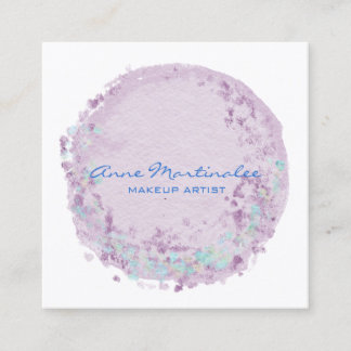 青とラベンダーの抽象芸術サークル スクエア名刺