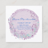 青とラベンダーの抽象芸術サークル スクエア名刺 (裏面)