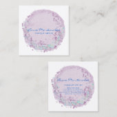 青とラベンダーの抽象芸術サークル スクエア名刺 (正面/裏面)