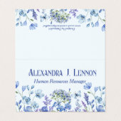 青とラベンダーワイルドフラワーガーデンを折り畳み 名刺 (外部フラット)