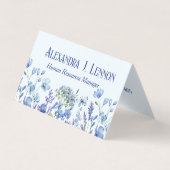 青とラベンダーワイルドフラワーガーデンを折り畳み 名刺 (正面)