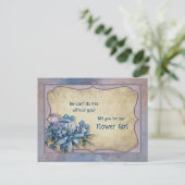 青とラベンダー忘れバードメノの花ガール 案内ポストカード (スタンド正面)