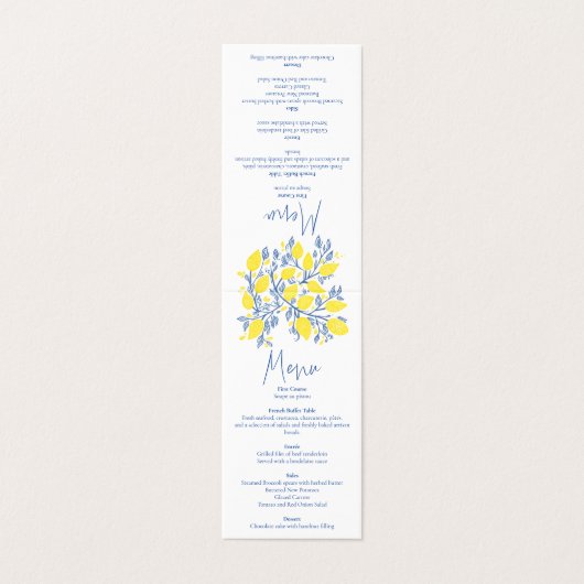 青と下のつる植物結婚式のレセプションメニュー (外部フラット)