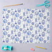 青と中国の白のフローラヴィンテージジンジャーズ 薄葉紙 (クラフト)