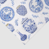 青と中国の白のフローラヴィンテージジンジャーズ 薄葉紙 (詳細)