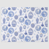 青と中国の白のフローラヴィンテージジンジャーズ 薄葉紙 (正面)