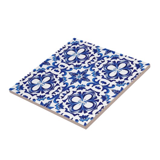 青と伝統的白のポルトガルの陶磁器タイル タイル (側面)