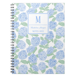 青と名門私立校風の緑あじさいモノグラム ノートブック