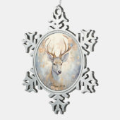 青と威厳のある金ゴールドのクリスマストナカイ スノーフレークピューターオーナメント (右)