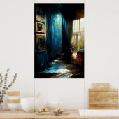 青と感傷的なジャズインスパイアズ絵画の ポスター (キッチン)