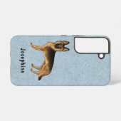 青と文字の黒褐色のドイツの羊飼い犬 SAMSUNG GALAXYケース (裏面横)