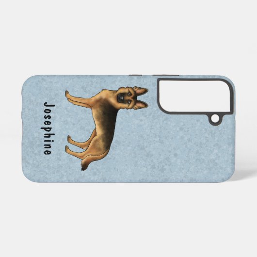 青と文字の黒褐色のドイツの羊飼い犬 SAMSUNG GALAXYケース (裏面横)