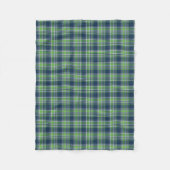 青と明るい緑のスポーティな格子模様 フリースブランケット (正面)