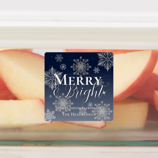 青と明メリーるい雪の結晶クリスマスベーキング ラベル (貼付)