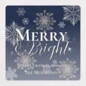 青と明メリーるい雪の結晶クリスマスベーキング ラベル (デザイン1)