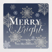 青と明メリーるい雪の結晶クリスマスベーキング ラベル (デザイン2)