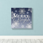 青と明メリーるい雪の結晶クリスマス キャンバスプリント (インサイチュ (ウッドフロア))