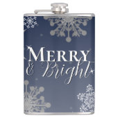 青と明メリーるい雪の結晶クリスマス フラスク (正面)